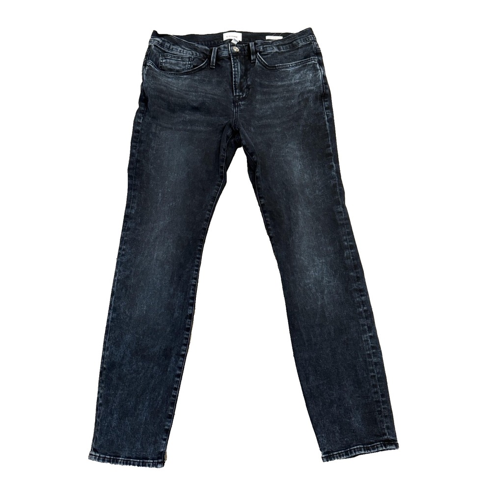 FRAME Jeans Mens 34 Blue black Organic Cotton Dark Wash L'Homme Skinny Stretch